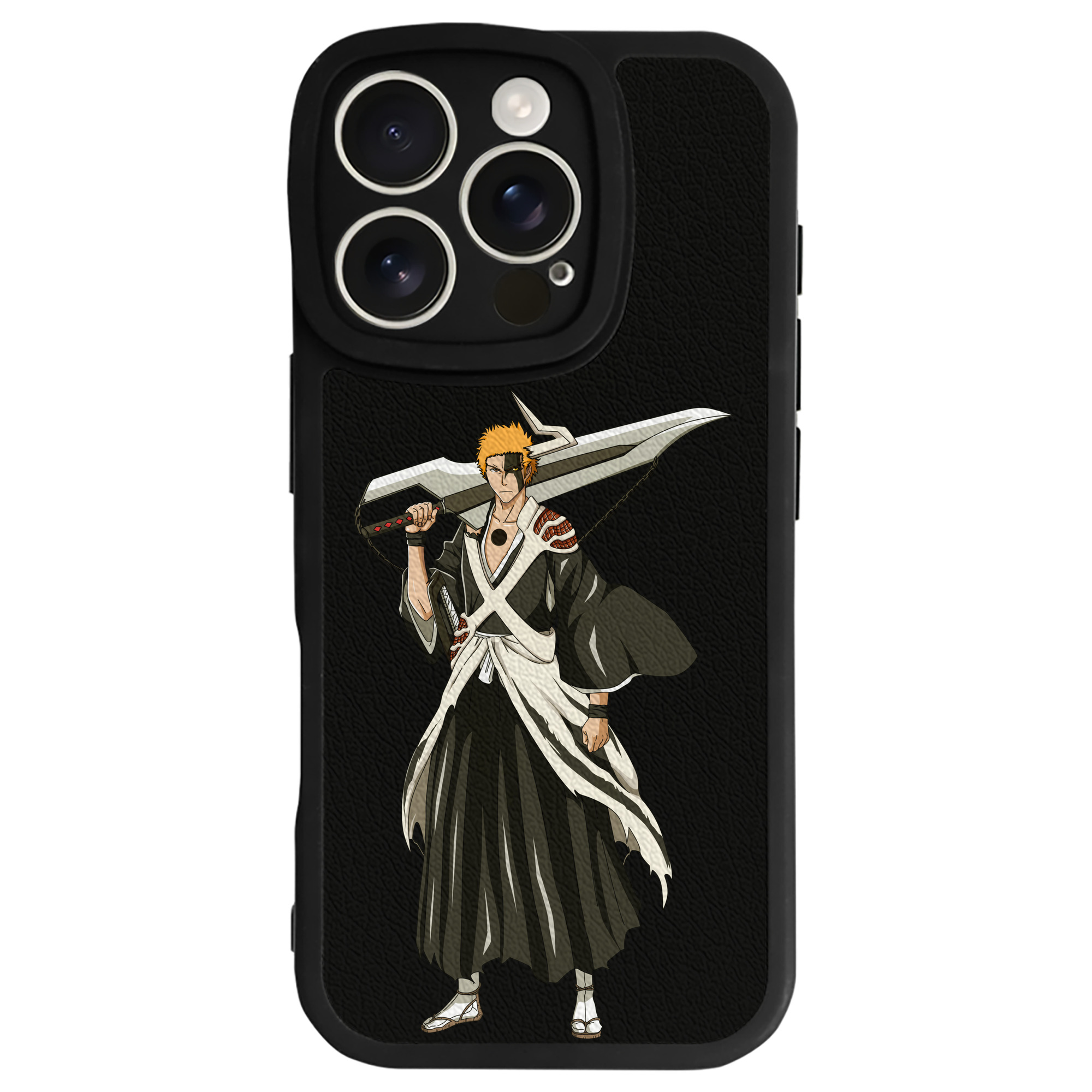（画像用） ブリーチ 黒崎一護（くろさき いちご）BLEACH Kurosaki Ichigo 【iPhone 16シリーズ対応】シリコンスマホケース（レザー調） 材質：シリコン